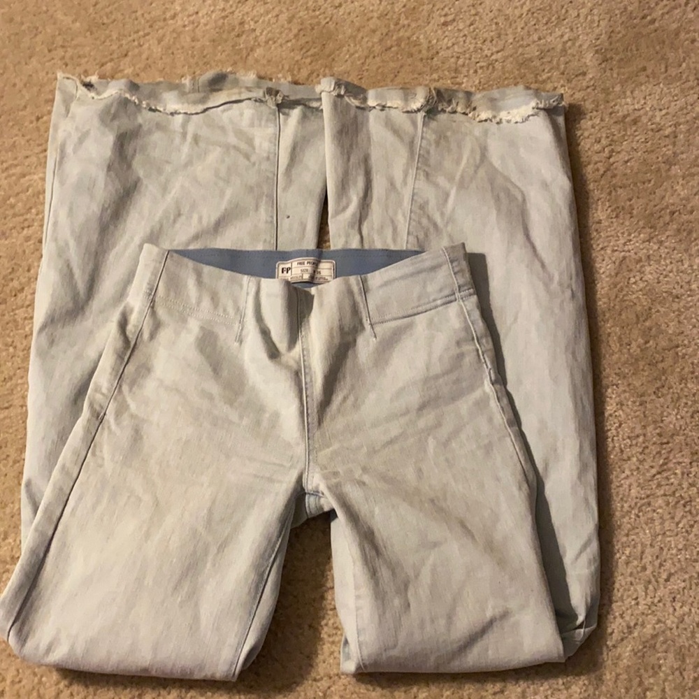 free people elastic waist flare jean pants